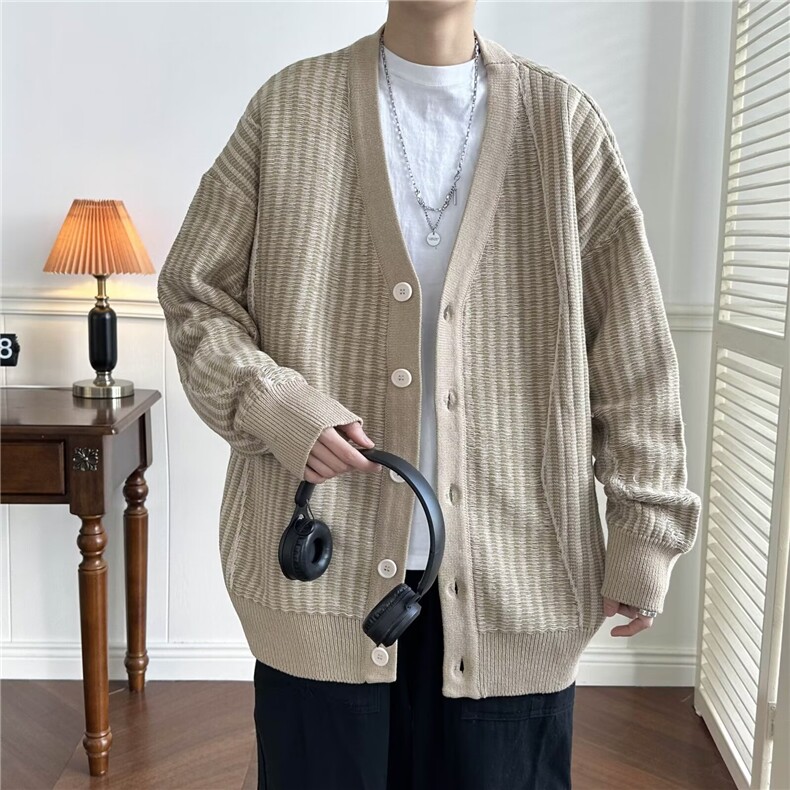 JY289-P58美式复古休闲慵懒风V领针织衫男纯色外套,男装针织衫/毛衣,星座1501-3