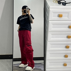 美式复古街头嘻哈工装裤高街男女直筒阔腿休闲裤子JX755-P45，男装休闲裤，星座1109-3