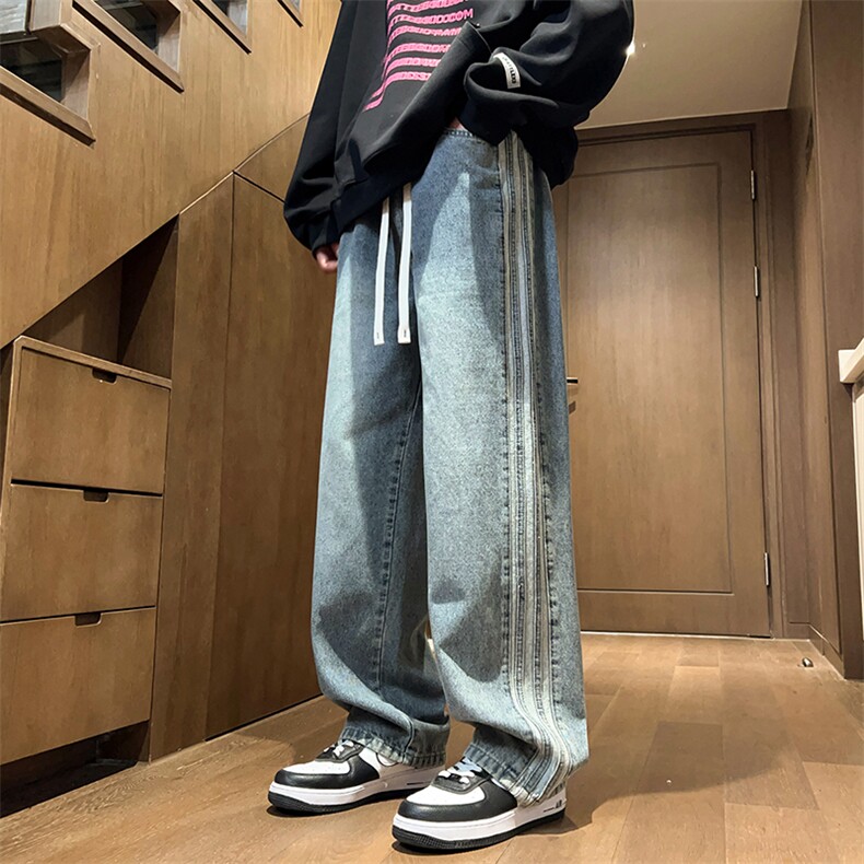 供抖音人气主打牛仔裤男宽松阔腿裤416B-1-NH761-P55限78,男装牛仔裤,星座416B-1