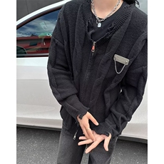 针织开衫破洞男女韩版潮流高街帅2024秋冬新款2024毛衣MZ568-P53，男装针织衫/毛衣，星座412-2