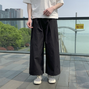 夏季薄款男裤抽绳休闲裤阔腿哈伦宽松运动灯笼九分裤h031图片