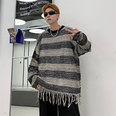 男慵懒风休闲针织衫镂空流苏边MY229P38，男装针织衫/毛衣，星座1116-2