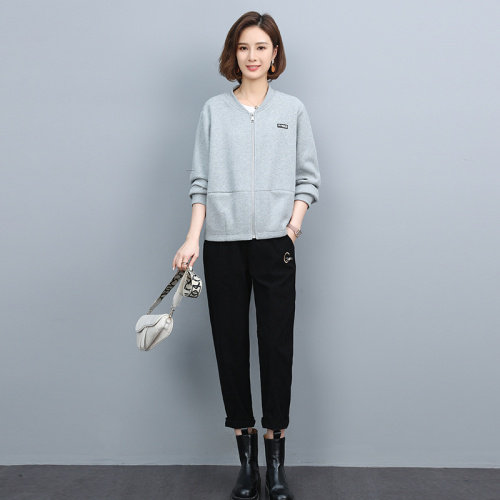 2023春季时尚简约大方气质优雅收腰显瘦休闲修身百搭潮流两件套，女装卫衣/绒衫，独衣靓