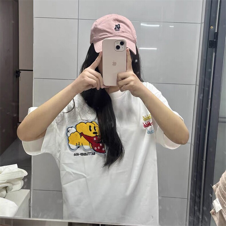 万针全刺绣工艺抖音得物高品质260克重磅纯棉双纱美式高街短袖T恤,男装T恤,电商A486-1