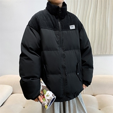 秋冬季潮流拼接撞色立领美式面包服加厚保暖宽松棉衣W6211-P90，男装棉衣，星座512-2