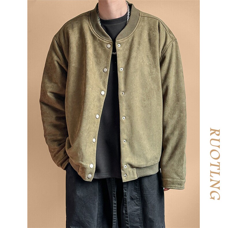 2024鹿皮绒夹克外套棒球服加棉棉服A351-AJ2511-P105加棉,男装夹克,电商A351