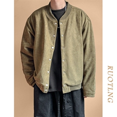 2024鹿皮绒夹克外套棒球服加棉棉服A351-AJ2511-P105加棉，男装夹克，电商A351