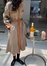 秋款腰带连衣裙，女装连衣裙，MJJ