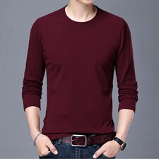 爸爸纯色双面绒圆领上衣秋冬中年男士加厚保暖衣男装BJY1912-P55，男装针织衫/毛衣，电商B212（原钱塘6029）