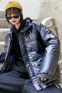 【】A003-HY8001-P130 秋冬新款时尚亮皮男士棉衣 港风图片