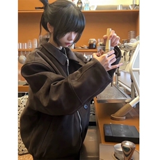 现货自制老钱棕千鸟格内哈灵顿夹克鹿皮顿，男装夹克，星座910A