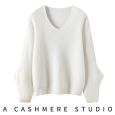 2025秋冬百搭时尚厚款v领羊绒衫，女装羊绒衫，珍丝贝尔