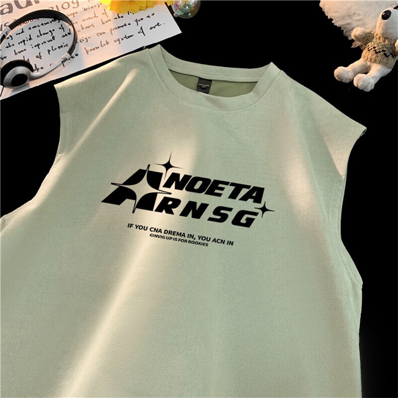 可设48小时发货支持抖音得物来样二开240克重磅美式麂皮绒背心t恤，男装背心/马甲，电商A486-1