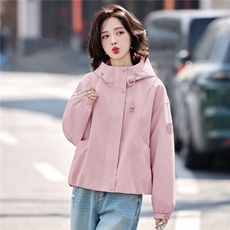 2026春季新品简约时尚休闲连帽外套，女装短外套，美沁