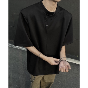 现货  垫肩金属钉扣设计纯色百搭潮男T恤  A071-1336-P38图片