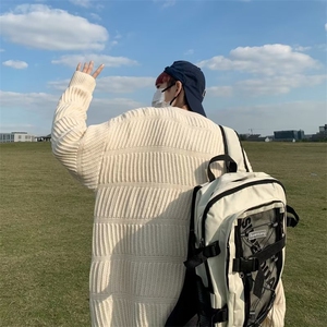 美式街头设计感圆领毛衣男慵懒风休闲针织衫M727P45