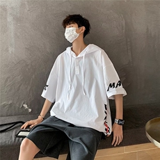 防晒短袖t恤男士夏季薄款冰丝男装连帽半袖大码宽松休闲男生上衣，男装防晒衣，星座1210-1