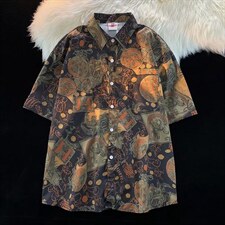 夏季短袖衬衫夏威夷宽松休闲品质复古衬衫四面弹布料C114P35,男装衬衫,星座1116-2