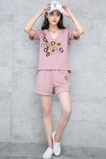印花潮流短袖运动休闲气质V领短裤口袋套装/套裙2020年夏季，女装套装/套裙，凯瑟曼