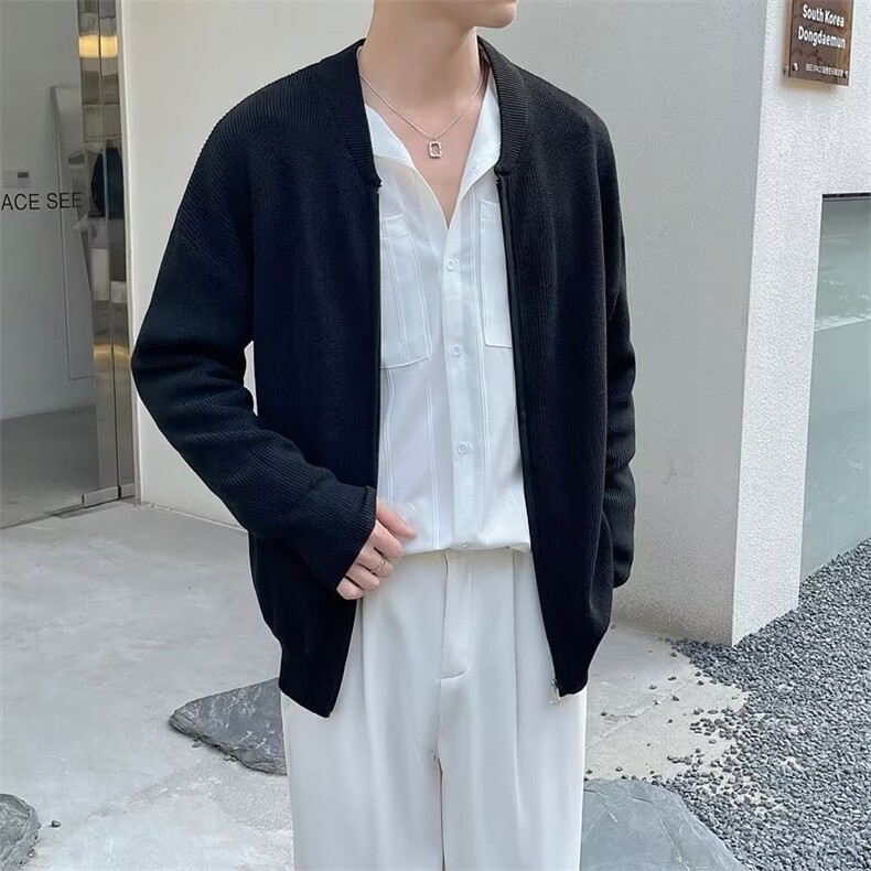 韩版针织开衫男春秋薄款纯色基本款休闲拉链毛衣外套男轻熟风B15,男装针织衫/毛衣,星座1116A-2（原606A-1）