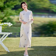 2026年春季苎麻旗袍文艺/优雅，女装汉服/婚纱/旗袍/礼服，江南依恋