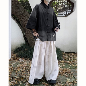 港风复古牛仔衬衫夏季男款潮牌短袖衬衣工装薄外套C0986-P65图片