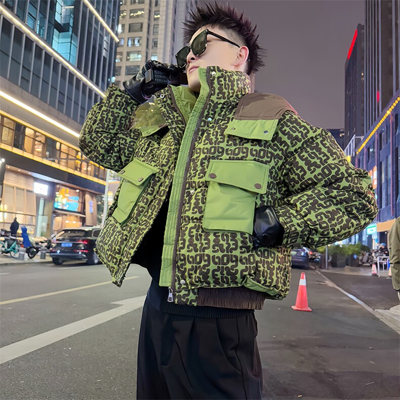 AY156/P138控178冬季社会小伙连帽百搭保暖拼接印花棉服男图首1，男装棉衣，星座305B-1