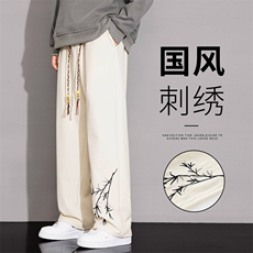 秋季新中式风刺绣潮牌宽松束脚阔腿休闲裤，男装休闲裤，星座209-1