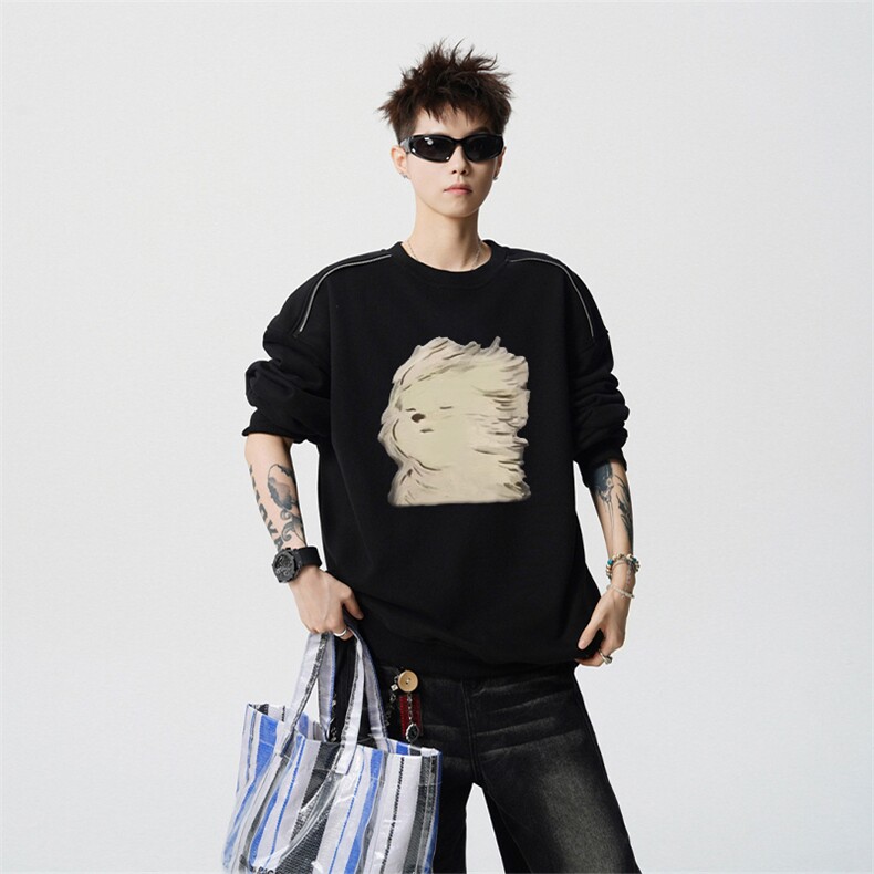 得物供货、重磅420克现货圆领卫衣宽松HD019-1-WY2759LL-P35,男装卫衣,电商019-1