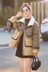 短款羽绒服女2024冬季新款高级感超好看拼接格子保暖白鸭绒厚外套，女装羽绒服，半夏
