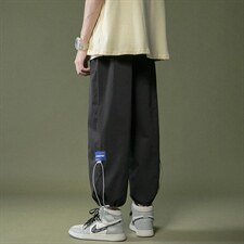 2024夏季新款港风中性风宽松大码冰感透气束脚休闲裤1537-P35,男装休闲裤,星座914-3