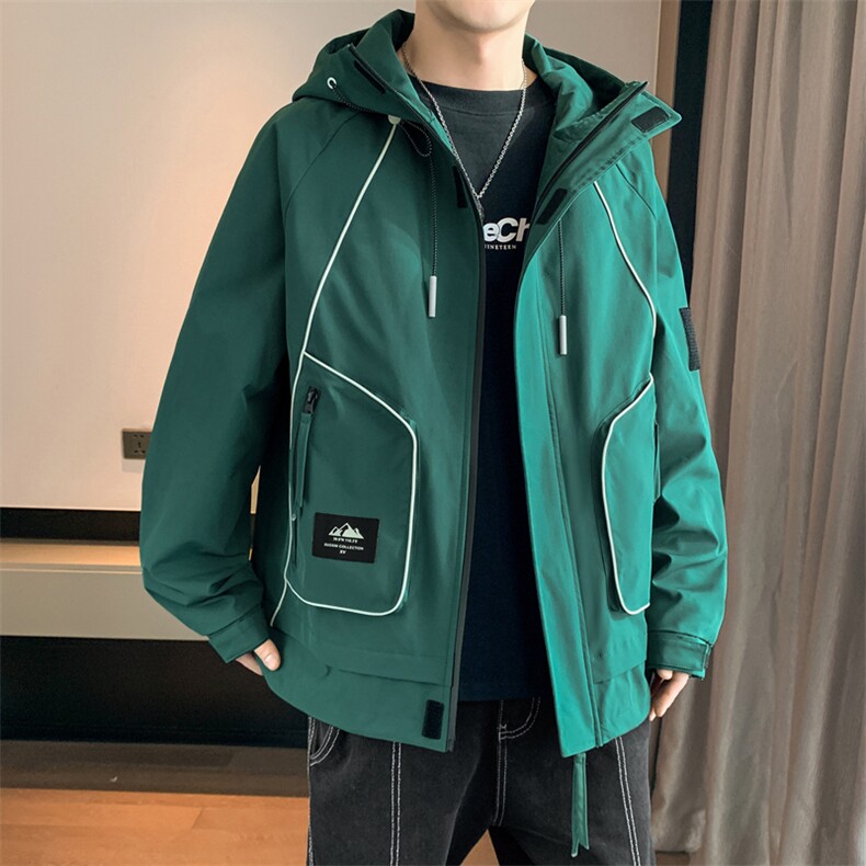 连帽外套男士春秋季新款宽松休闲冲锋衣飞行员夹克JK0175-P85图片