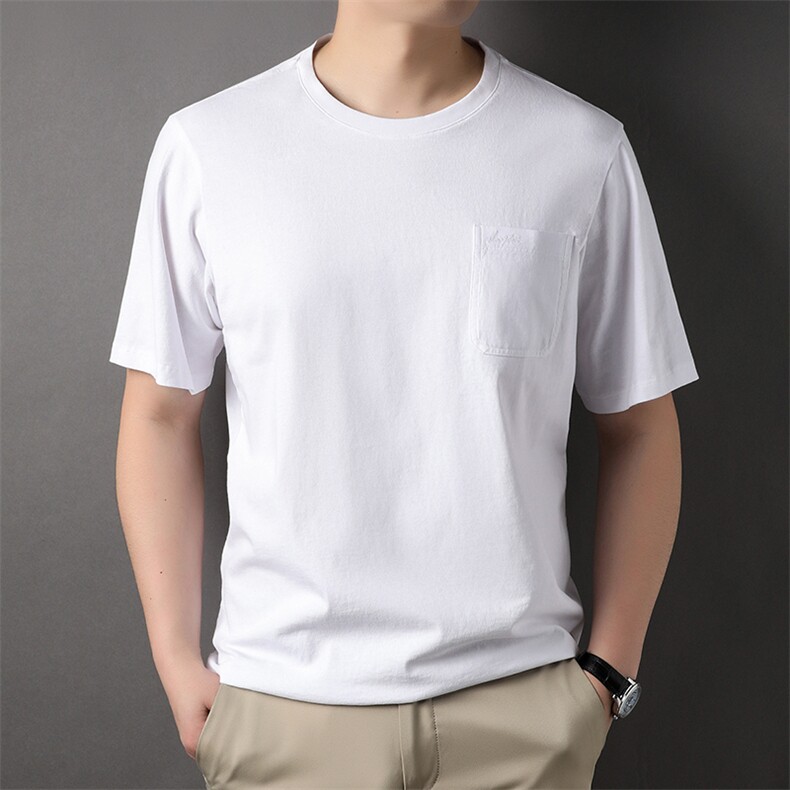 D33822钱塘2020-2夏季新款中青年男士圆领休闲百搭纯色T恤上衣P52,男装T恤,钱塘207-2