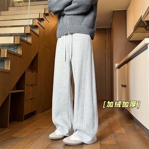 加绒加厚运动卫裤男宽松美式休闲直筒阔腿裤冬 D52148-TP5598图片