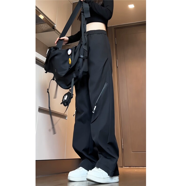 新款直筒冲锋裤女生宽松阔腿裤防风防水登山裤小个子工装裤,女装休闲裤,电商A337