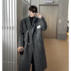 1长毛马海毛财阀灰金属西装领大码M-5XL加厚羊毛大衣77936P210，男装西服套装，星座226-2