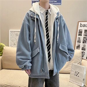 炸街外套男青少年春秋季2022港风ins痞帅宽松工装夹克 W2584-P75图片