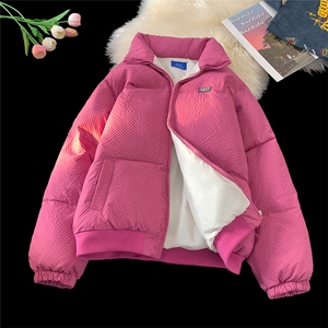 隐条泡泡格冬季立领面包服外套男女冬季中性风情侣棉衣2024新款图片