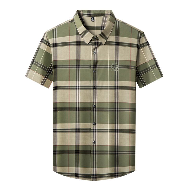 新款男士短袖衬衫男条纹免烫时尚品质商务宽松潮服上衣,男装衬衫,钱塘6003（原4033）