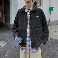 美式水洗牛仔外套潮牌春秋季宽松休闲时尚百搭夹克上衣，男装夹克，星座410-7