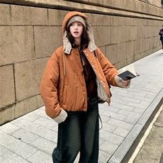 新款橘色连帽棉衣2C007-195-P185-K278，女装棉衣/棉服，2C007