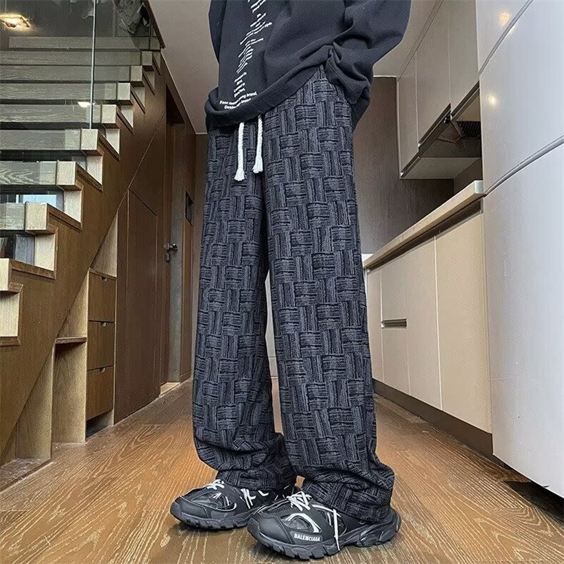 【现货】灯芯绒复古休闲卫裤男秋美式提花设计感直筒裤 F69 P29图片