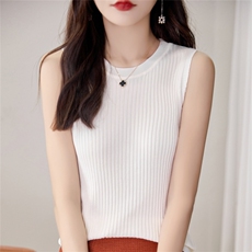 夏季冰丝针织背心女内搭配西装打底宽松外穿无袖t恤宽带圆领吊带，女装背心吊带，暖姿羊绒