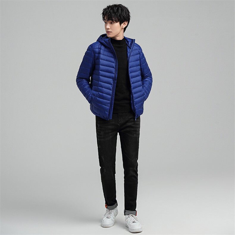 中青年90绒轻薄连帽羽绒服外套男秋冬休闲羽绒轻便外套图片