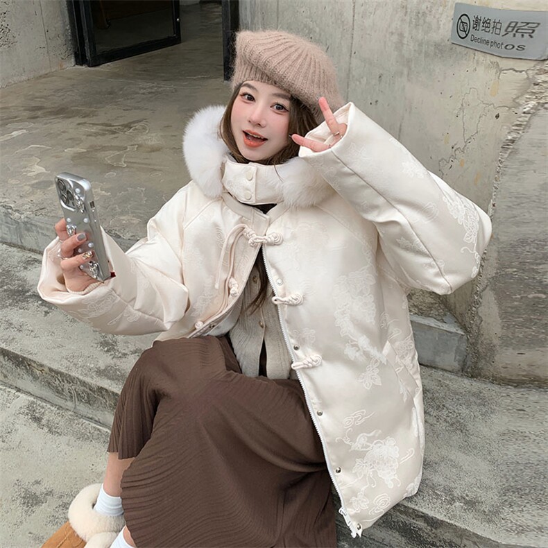 现货主推风刺绣款棉服可拆卸帽子2C122-8876-P205-K308,女装棉衣/棉服,2C122