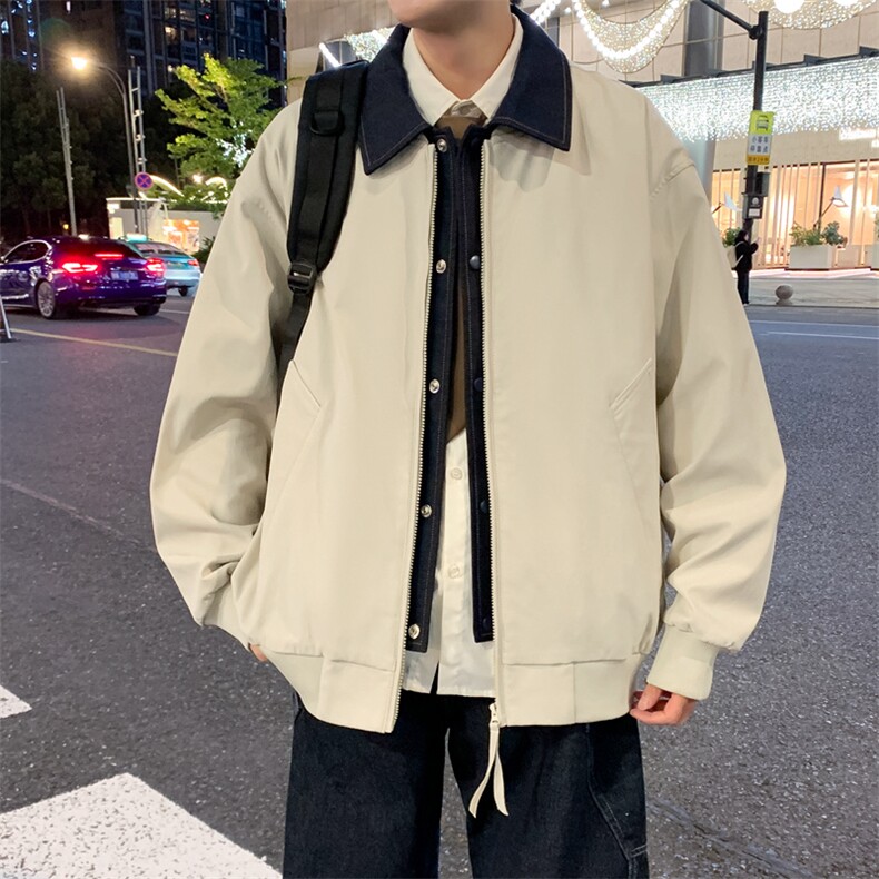 春季新款撞色拼接假两件翻领外套男休闲夹克JK02631-P80,男装夹克,星座308B-2