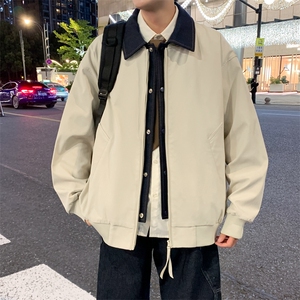 春季新款撞色拼接假两件翻领外套男休闲夹克JK02631-P80图片