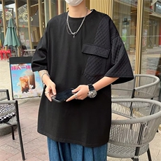 t恤男韩版潮流拼色口袋高街帅2023夏季新款ins宽松体恤ST068-P32，男装T恤，星座412-2