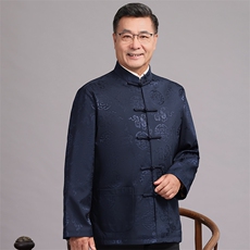 常货中老年风唐装外套男春秋中式复古盘扣汉服爸爸过生日外套，男装民族服装，钱塘723