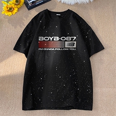 可48小时发货支持抖音得物来样二开美式满天星亮片短袖T恤MTX679，男装T恤，电商A486